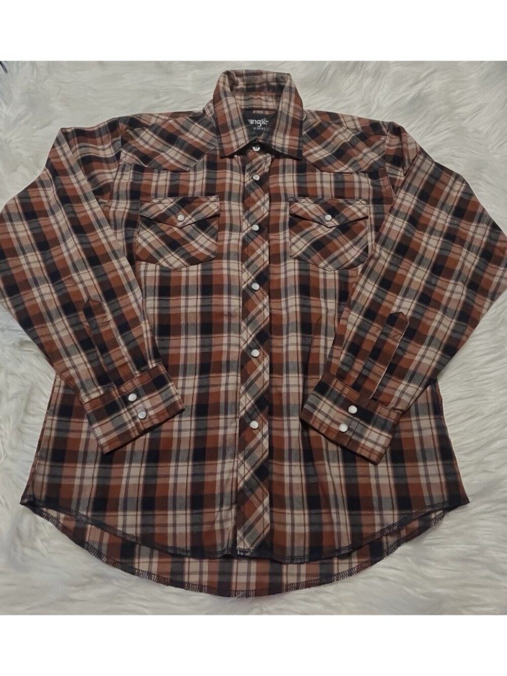Wrangler Shirt Youth Boys Size Large Rodeo Pearl Snap 10-12 Western Long Sleeve